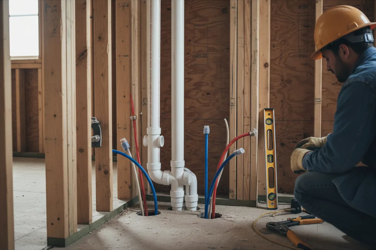 Drain and supply rough-in during Leak Detection in West Park